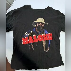 Black Graphic Tee with Red Accents